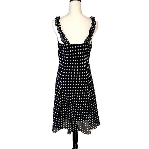K Studio | Polkadots Ruffled Midi Dress | Black & White | Size: 8 - Picture 2 of 7